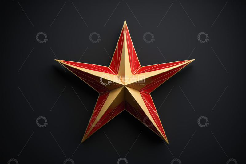 高清大图下载【趣麦麦图】红金五角星装饰图案