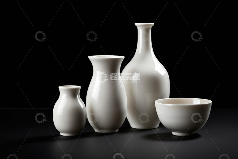 高清大图下载【趣麦麦图】白色陶瓷花瓶与碗静物