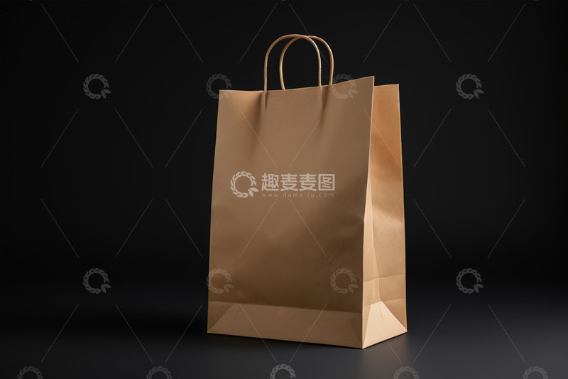 高清大图下载【趣麦麦图】棕色纸质手提购物袋