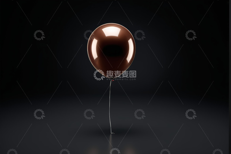 高清大图下载【趣麦麦图】黑色背景下的金属质感气球
