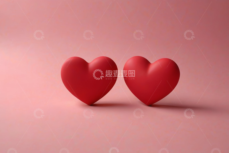高清大图下载【趣麦麦图】两颗红色爱心特写