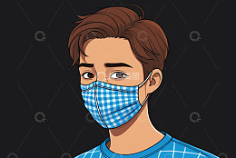 戴口罩的男性人物肖像