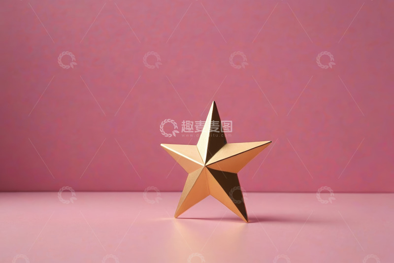 高清大图下载【趣麦麦图】粉色背景金色五角星静物