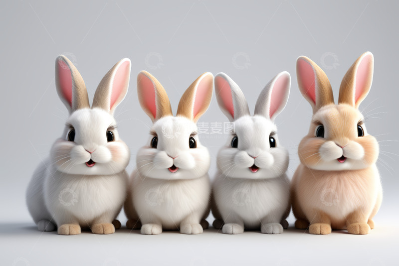 高清大图下载【趣麦麦图】可爱兔子排列展示图
