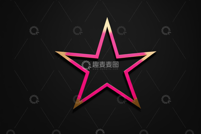 高清大图下载【趣麦麦图】黑色背景粉色金色五角星