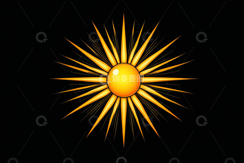 高清大图下载【趣麦麦图】黑色背景上的发光太阳图案