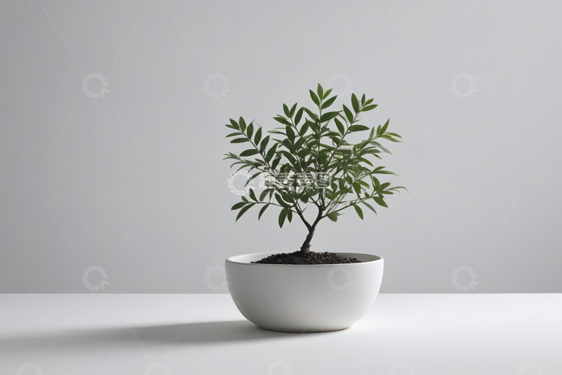 高清大图下载【趣麦麦图】白色花盆中绿植静物
