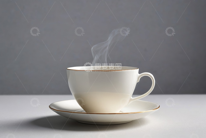 高清大图下载【趣麦麦图】白色带金边咖啡杯特写
