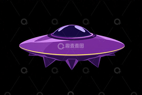 紫色卡通风格宇宙飞船