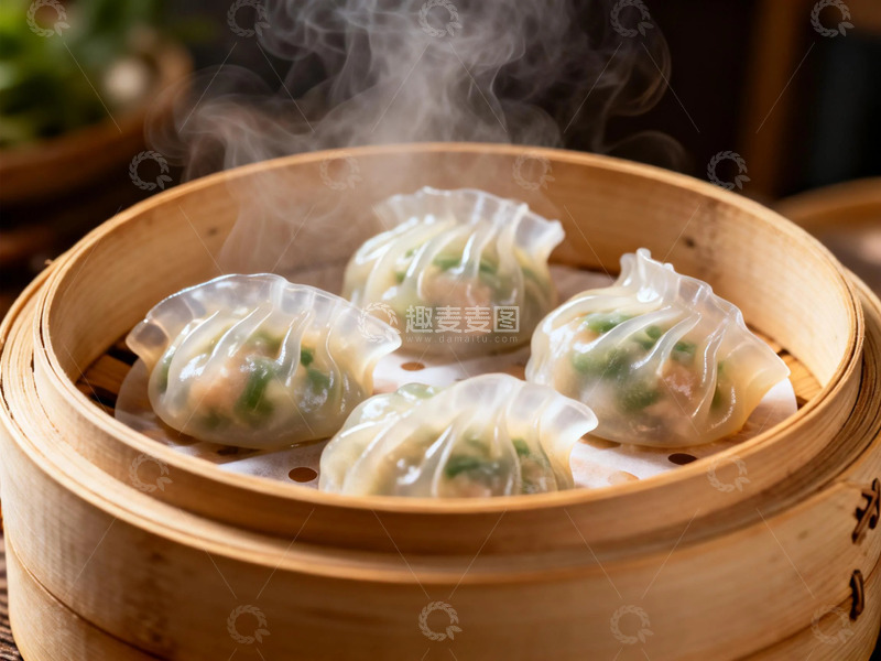 高清大图下载【趣麦麦图】蒸笼热腾腾小笼包美食摄影