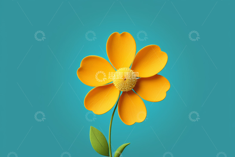 高清大图下载【趣麦麦图】蓝色背景下的黄色花朵