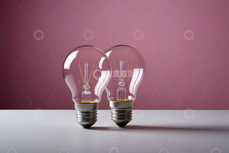 高清大图下载【趣麦麦图】两个透明灯泡静物特写