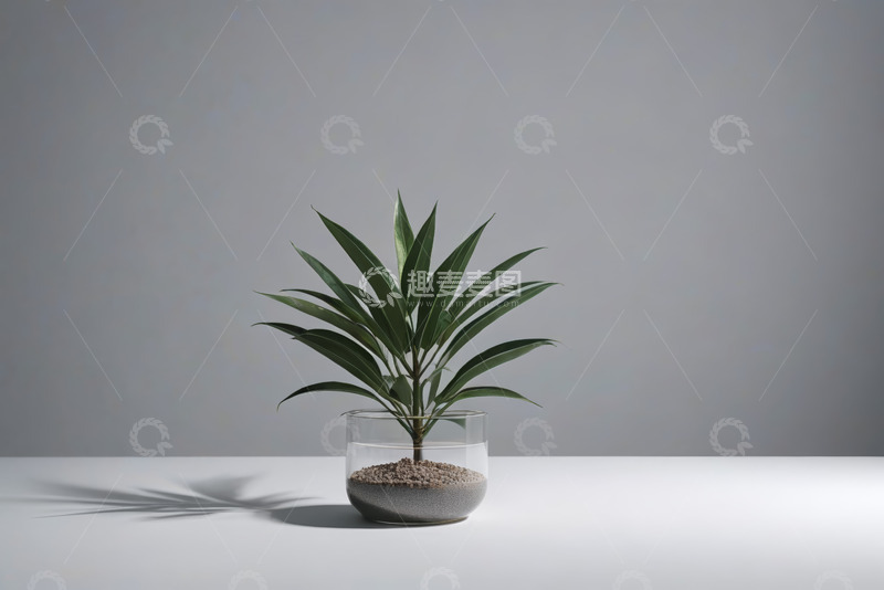 高清大图下载【趣麦麦图】透明花盆中绿植静物