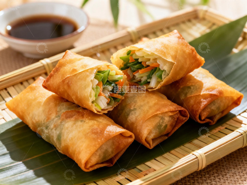 高清大图下载【趣麦麦图】春卷美食特写摄影图