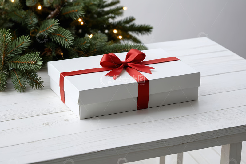 高清大图下载【趣麦麦图】圣诞树下的白色礼物盒