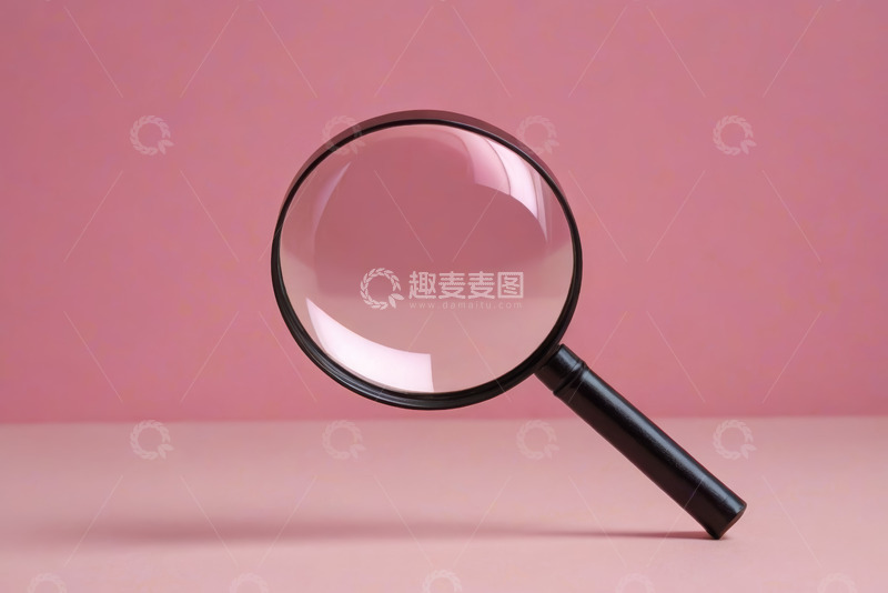 高清大图下载【趣麦麦图】粉色背景上的放大镜静物