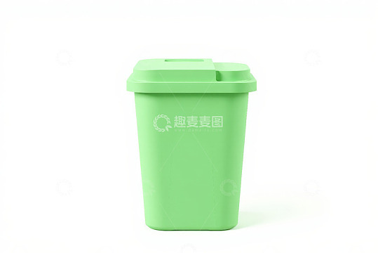 绿色带盖垃圾桶特写