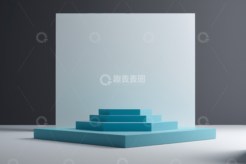 高清大图下载【趣麦麦图】蓝色立体展示台背景素材