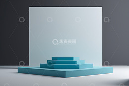 蓝色立体展示台背景素材