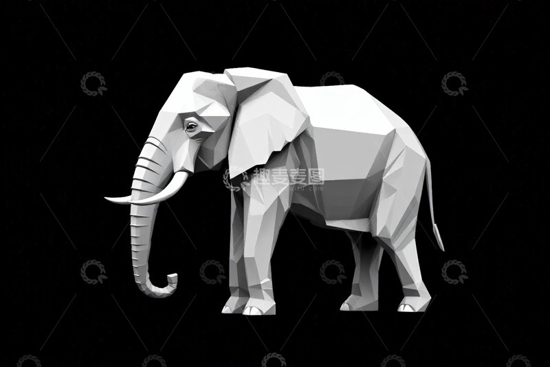 高清大图下载【趣麦麦图】低多边形风格大象形象素材