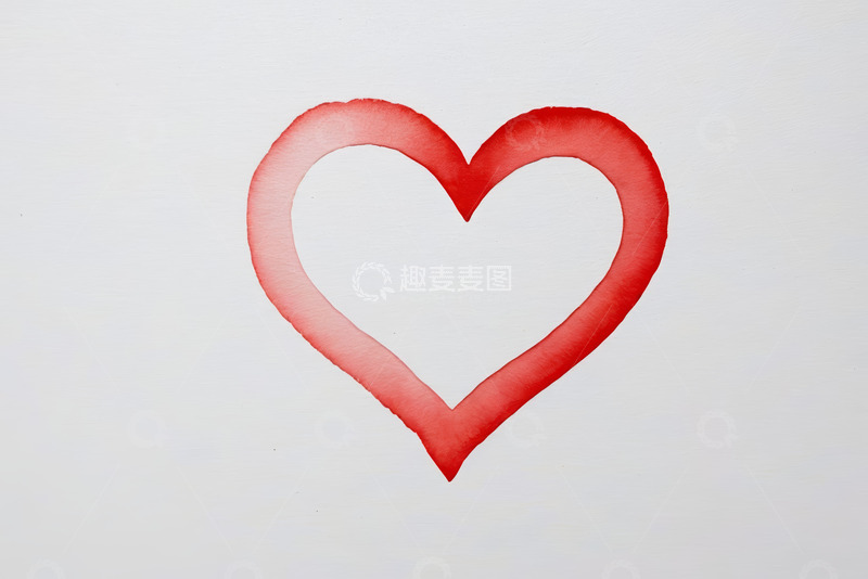 高清大图下载【趣麦麦图】红色心形水彩画
