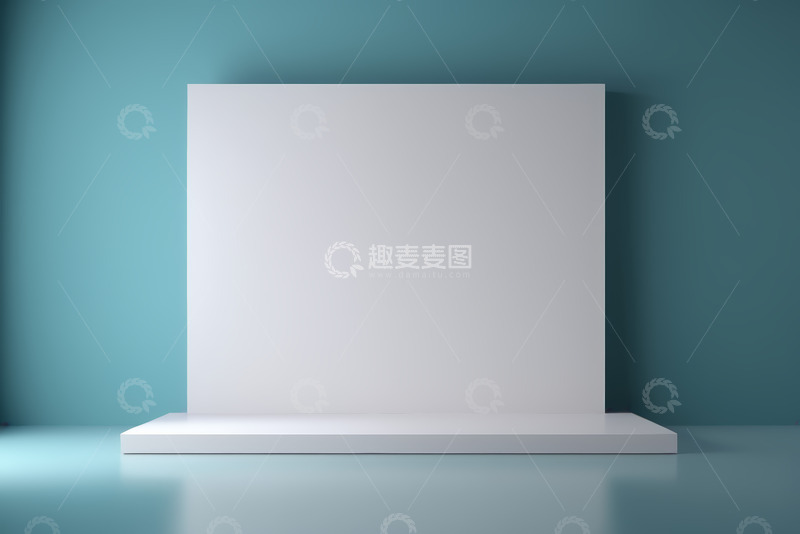 高清大图下载【趣麦麦图】蓝绿色背景白色展示台