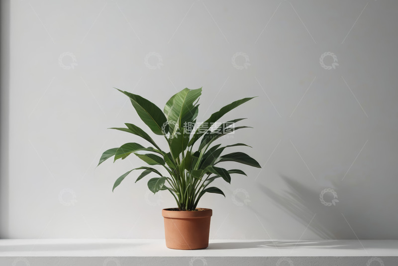 高清大图下载【趣麦麦图】浅色背景盆栽绿植特写