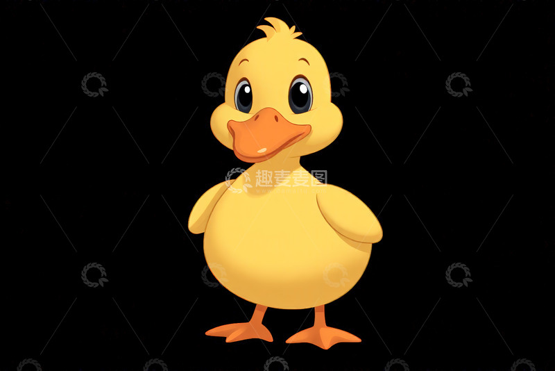 高清大图下载【趣麦麦图】站立的卡通小黄鸭素材
