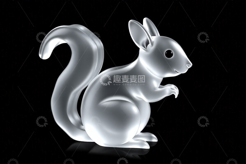 高清大图下载【趣麦麦图】白色透明松鼠摆件