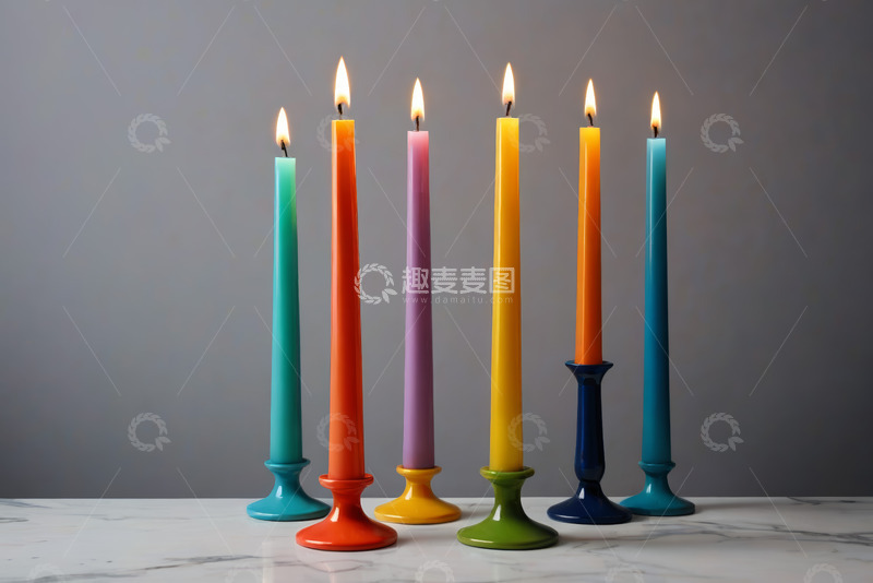 高清大图下载【趣麦麦图】彩色蜡烛燃烧特写