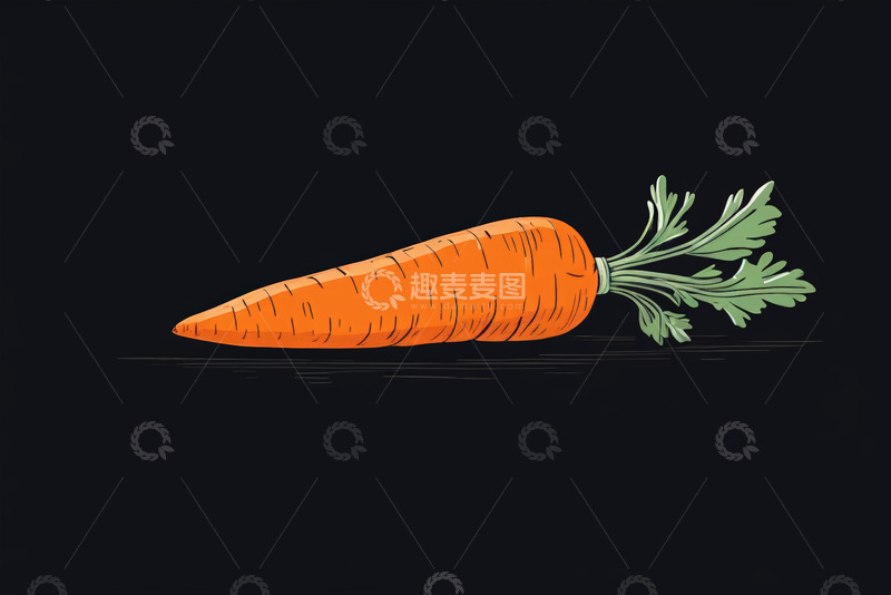高清大图下载【趣麦麦图】黑色背景上的胡萝卜插画