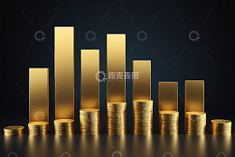 金色柱状图搭配金币金融素材