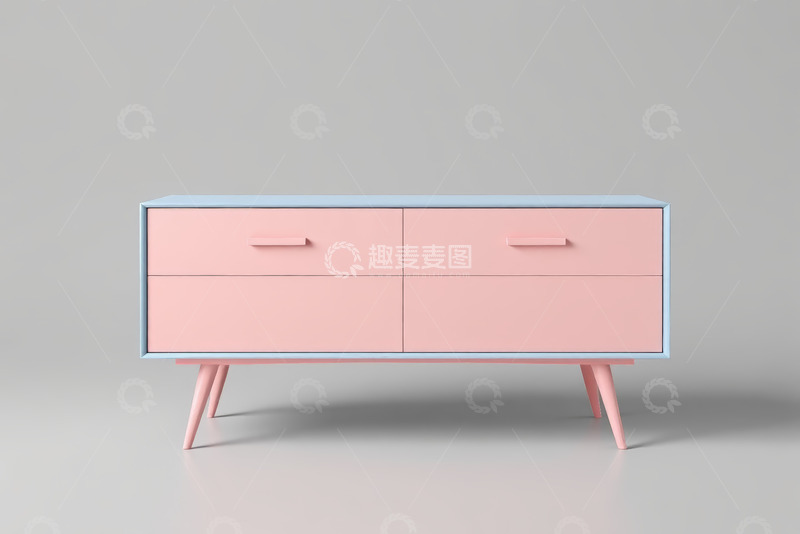 高清大图下载【趣麦麦图】粉色双抽屉简约家具