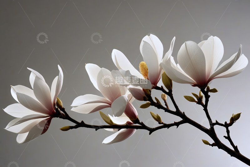 高清大图下载【趣麦麦图】盛开的白玉兰花卉特写