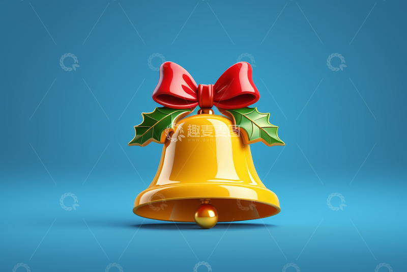 高清大图下载【趣麦麦图】蓝色背景下的圣诞铃铛装饰