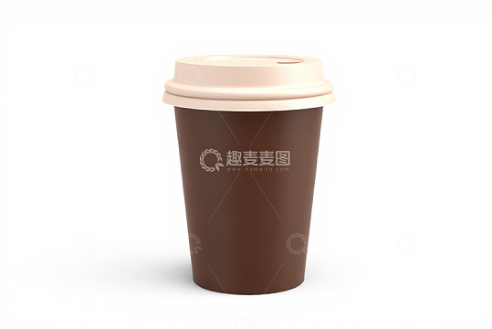 棕色一次性纸杯带浅色杯盖