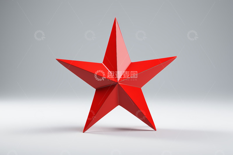高清大图下载【趣麦麦图】红色立体五角星图形素材