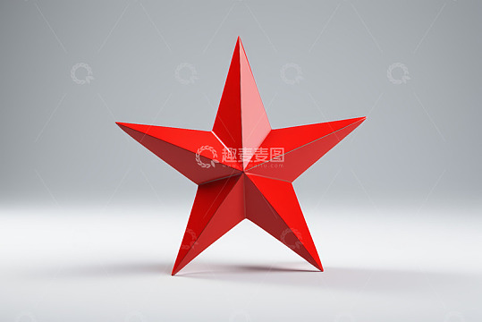 红色立体五角星图形素材