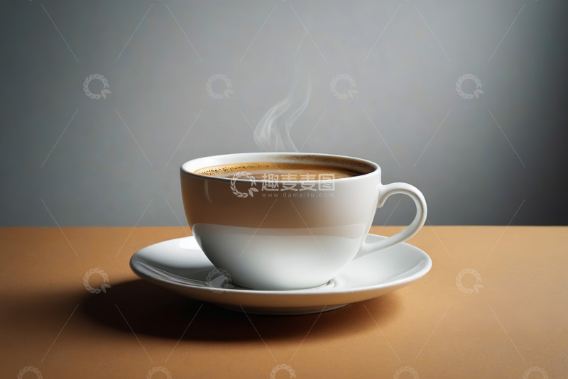 高清大图下载【趣麦麦图】白色马克杯装热咖啡特写