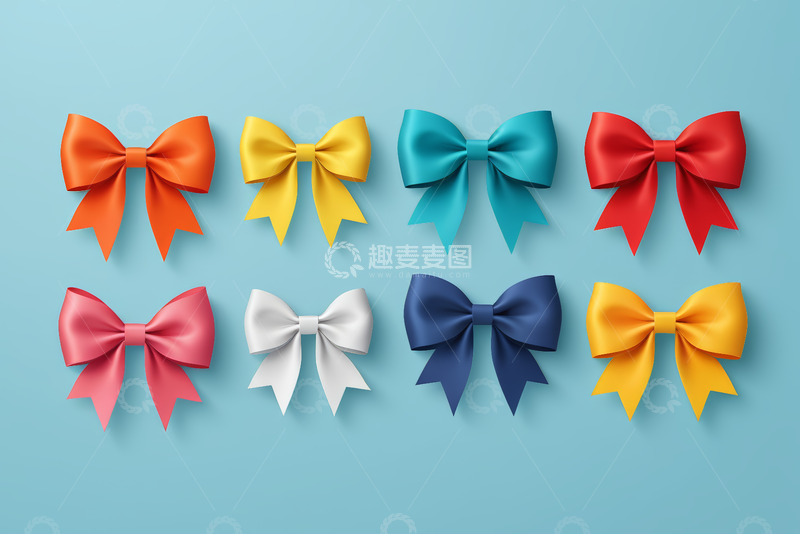 高清大图下载【趣麦麦图】多彩蝴蝶结装饰素材