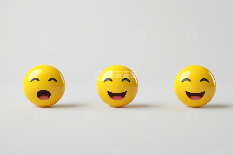 高清大图下载【趣麦麦图】三个黄色笑脸表情符号