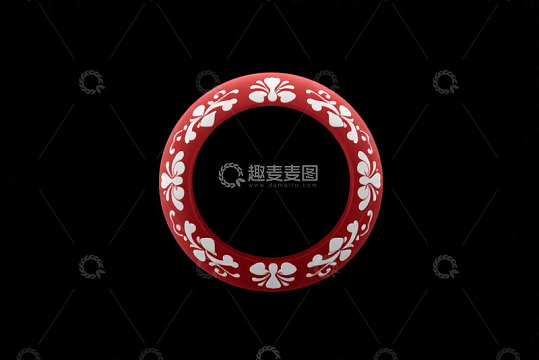 红色花纹圆形手环特写