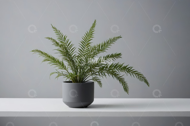 高清大图下载【趣麦麦图】灰色花盆中绿植特写