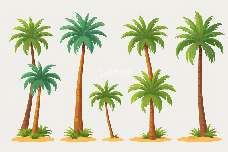 高清大图下载【趣麦麦图】卡通风格椰子树矢量素材