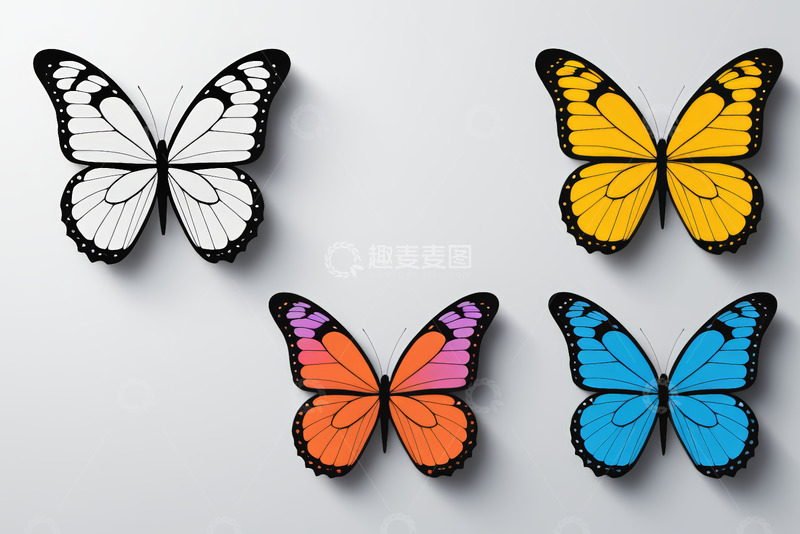 高清大图下载【趣麦麦图】多彩蝴蝶图案素材