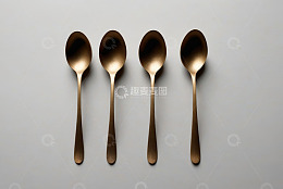 四把金属勺子特写