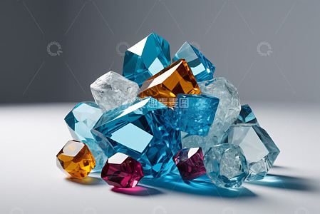 多彩宝石堆叠静物素材
