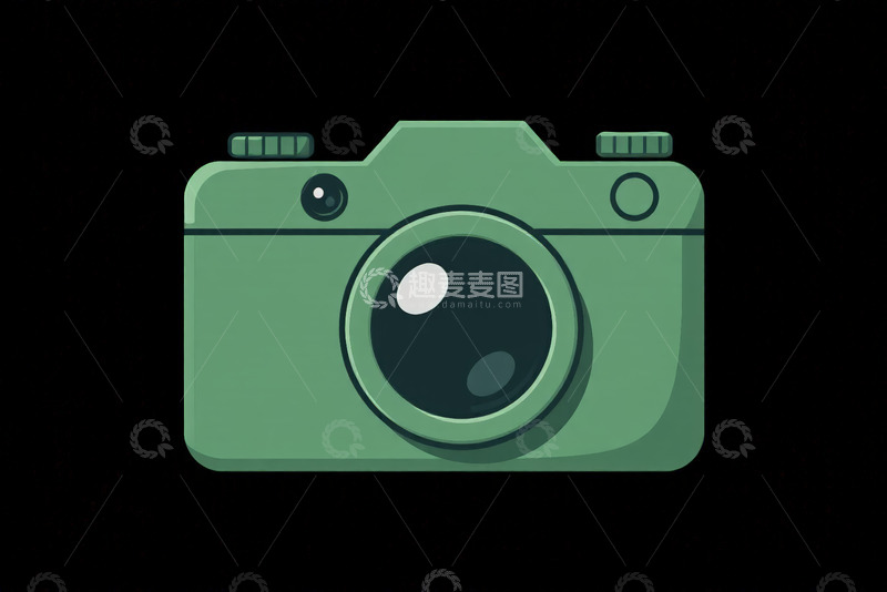 高清大图下载【趣麦麦图】绿色卡通风格相机插图