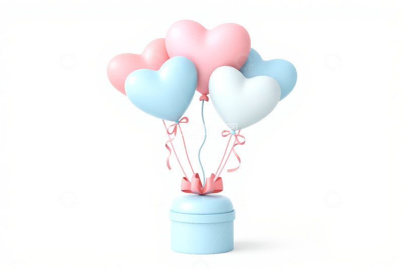 高清大图下载【趣麦麦图】心形气球礼盒素材