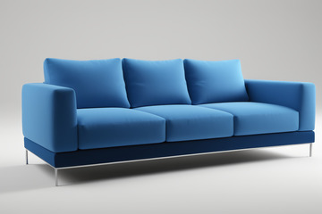 蓝色现代风格三人沙发
